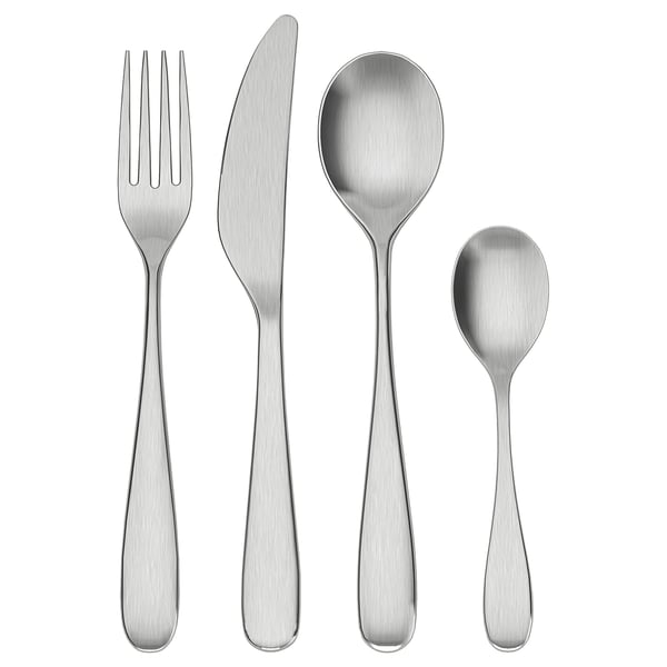 Stainless steel silverware set: fork, knife, two spoons