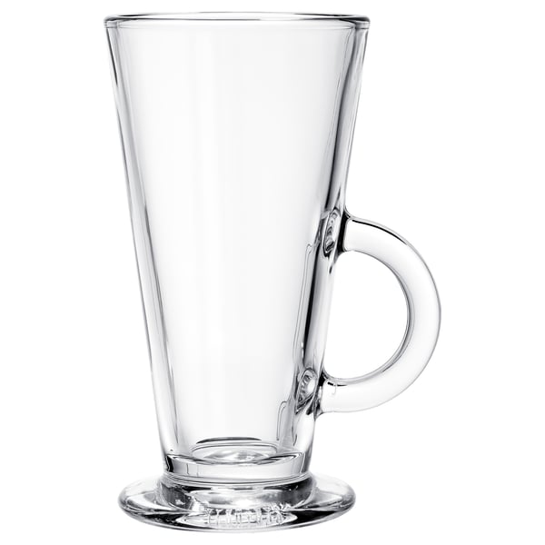 Clear glass mug; BEPRÖVAD, transparent, tall & slender with side handle.