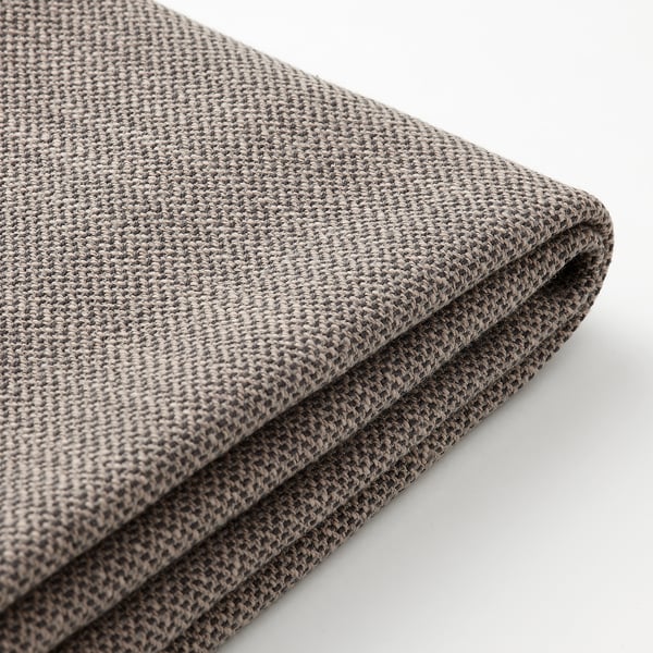 Soft, textured grey fabric close-up. Folded edge detail. BERGMUND series by IKEA.