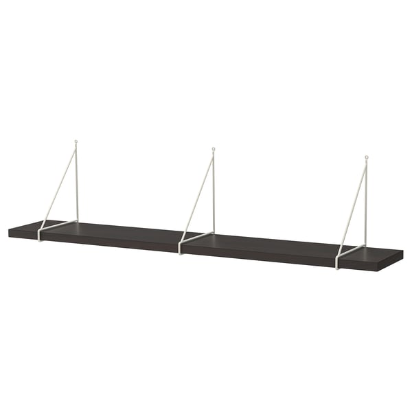 BERGSHULT: black wall shelf with white metal brackets, rectangular shape.