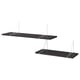 Two black wall shelves, each supported by metal brackets in a sleek, modern design.