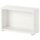 White BESTÅ shelving unit, rectangular shape, minimalist design, adjustable feet.