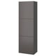 Grey BESTÅ storage unit with 3 doors, minimalist design.