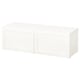 White BESTÅ storage unit, modern minimalist design, square shape, glossy finish.