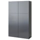 A grey ikea BESTÅ storage cabinet with four doors, offering a sleek and modern design.