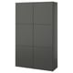 Dark grey, modern, rectangular storage cabinet with square doors.