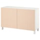 A BESTÅ sideboard in white with wooden slats, offering storage and display space.