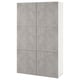 A white BESTÅ storage cabinet with six grey concrete-effect doors. The cabinet has a rectangular shape and modern design, ideal for home organisation.