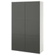 A grey and white BESTÅ storage cabinet with four doors, featuring a modern minimalist design and adjustable shelves.