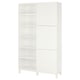 White BESTÅ storage unit: tall, rectangular, with 5 shelves, 2 adjustable and 2 closed sections.