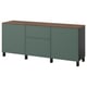 BESTÅ Storage combination with drawers, black-brown Krukmakare/dark grey-green walnut effect, 180x42x75 cm