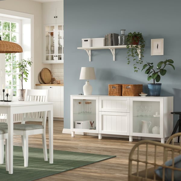 BESTÅ Storage combination with drawers, Sindvik white/Pipmakare white, 180x42x75 cm