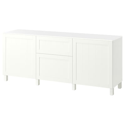 BESTÅ Storage combination with drawers, white/Pipmakare white, 180x42x75 cm