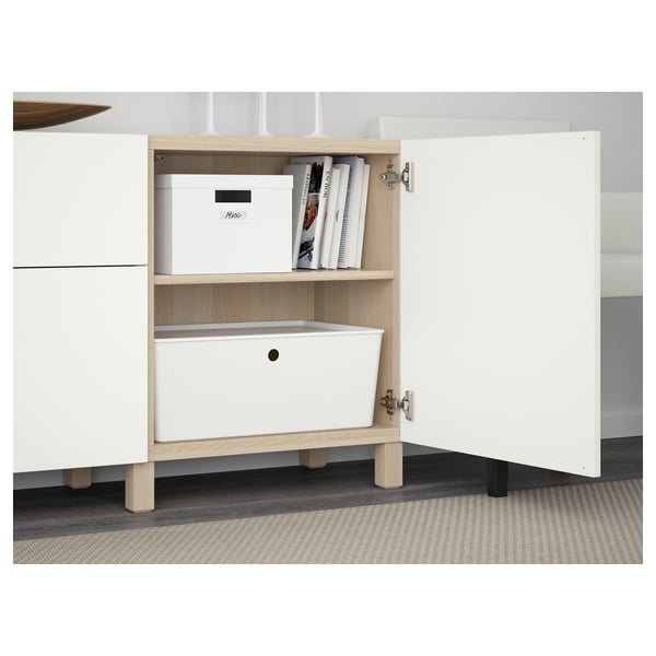 BESTÅ storage unit with drawer & shelves, soft-close door.