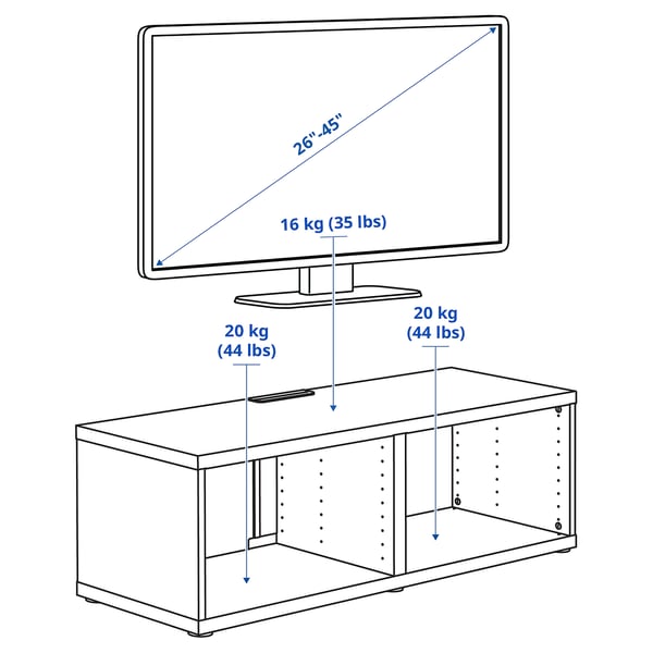 Illustration with measurements for the product: BESTÅ.