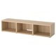 Light wood, rectangular tv stand with open shelves, minimalist design.