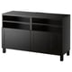 Black BESTÅ tv cabinet with 2 closed compartments and 2 open shelves for modern storage.