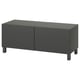 A BESTÅ tv bench in dark gray with two doors and minimalist design.