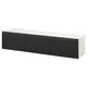A white and black BESTÅ tv bench. It has a sleek, rectangular shape with three compartments, offering modern design and ample storage.