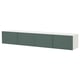 BESTÅ TV bench with doors, white/Krukmakare dark grey-green, 240x42x38 cm