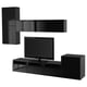 Black BESTÅ tv unit: sleek modern design with glossy finish, combining storage and display.