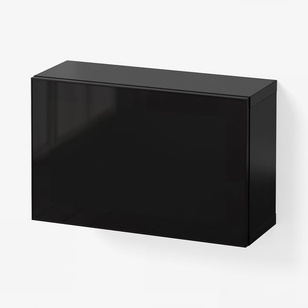 BESTÅ Wall-mounted cabinet combination, black-brown Glassvik/black smoked glass, 60x22x38 cm