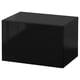An ikea BESTÅ black storage unit, sleek and modern, with a glossy finish and rectangular shape for contemporary home organization.