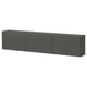 BESTÅ Wall-mounted cabinet combination, dark grey/Lappviken dark grey, 180x22x38 cm