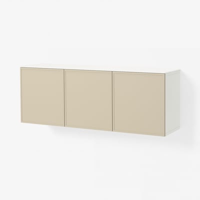BESTÅ Wall-mounted cabinet combination, white Krukmakare/beige high-gloss white, 180x42x65 cm