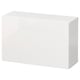 White BESTÅ storage unit, rectangular, glossy finish, made from particleboard and fibreboard.
