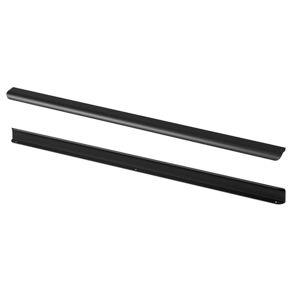 Black modern kitchen handles, aluminium, long, rectangle shape.