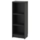 BILLY bookcase, black, three-shelf, simple, wooden texture, storage unit.