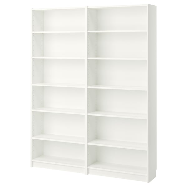 White BILLY bookshelf with 5 adjustable shelves.