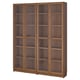 Empty BILLY bookcase: brown, particleboard, glass doors, adjustable shelves.