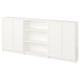 White BILLY bookcase with open and closed storage, simple design. Horizontal as sideboard.