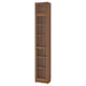 A tall, wooden BILLY bookcase with five shelves and glass doors at the top. Its an elegant storage solution with a natural wood finish.