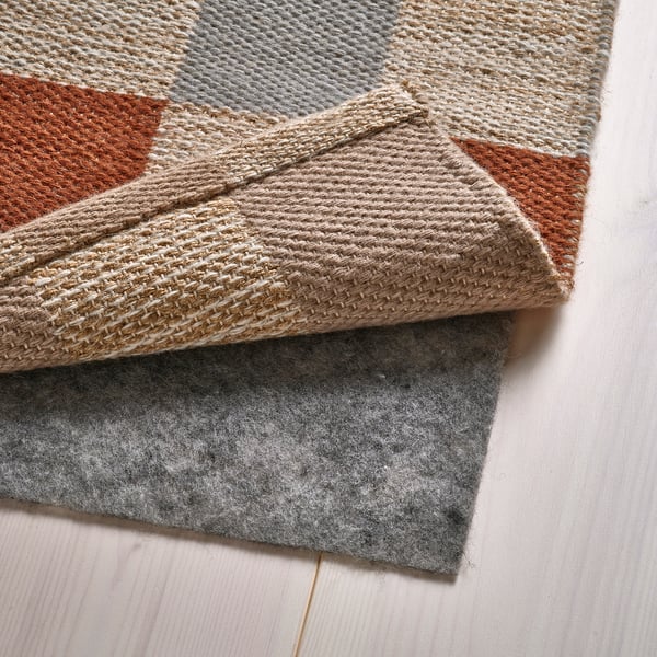 BLÅLJUS Rug, flatwoven, handwoven natural/grey/brown check, 170x240 cm