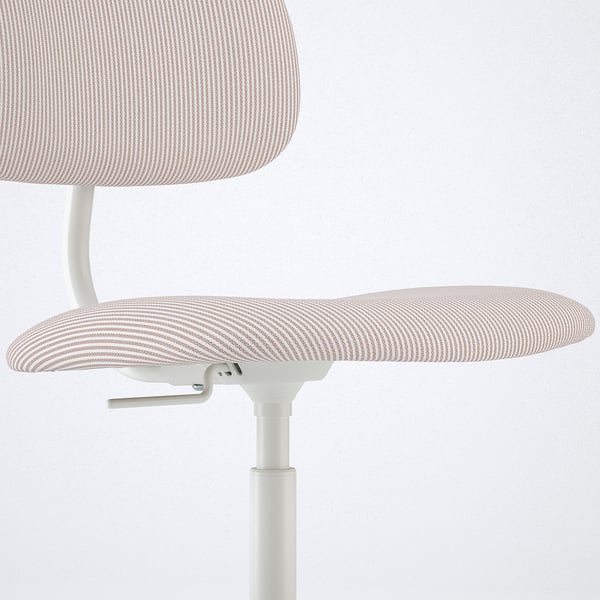 A BLECKBERGET office chair with a padded seat and backrest. The seat is adjustable and has safety castors with a pressure-sensitive brake.