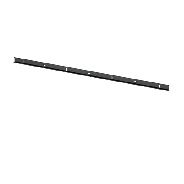 A BOAXEL mounting rail in dark grey, designed for easy wall installation of storage systems.