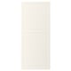 Depicts a white rectangular cabinet door with a bevelled panel in the centre. Made from fibreboard, it smooth, easy-to-clean lacquered surfaces.