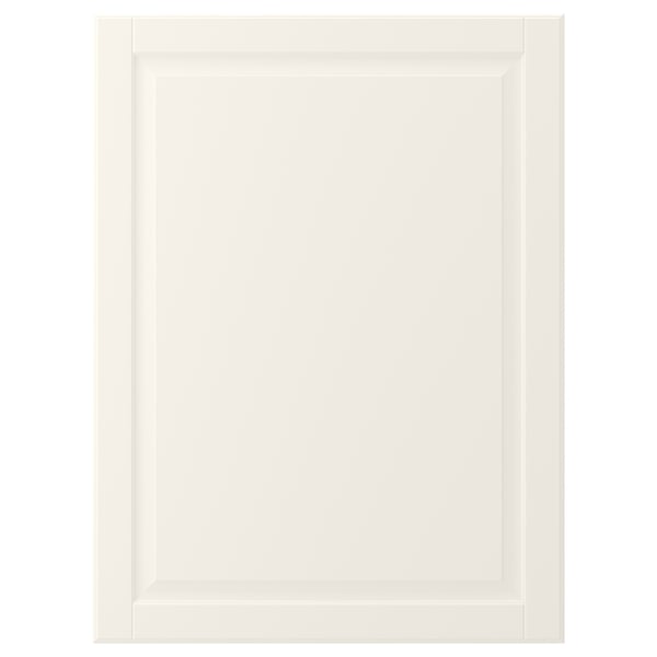 An off-white BODBYN cabinet door with a bevelled panel design, providing a classic and warm look.