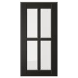 BODBYN black glass door, rectangular with bevelled frame and clear glass panels.
