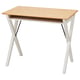 BOLLPOJKE desk: light wood top, white legs, simple design, open shelf.