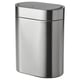 Silver BROGRUND oval waste bin, fingerprint-resistant, stainless steel, press-top.