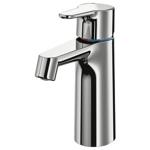 A modern chrome BROGRUND tap with a sleek design. It has a single lever for water control and is made of durable brass.