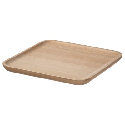 BROKFINK square wooden dish, natural beech, smooth edges.