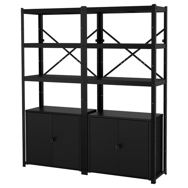 BROR Shelving unit with cabinets, black, 170x40x190 cm