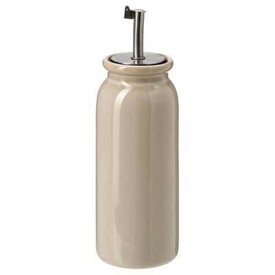 BRUGDHAJ oil dispenser, white ceramic, stainless steel lid, rustic.