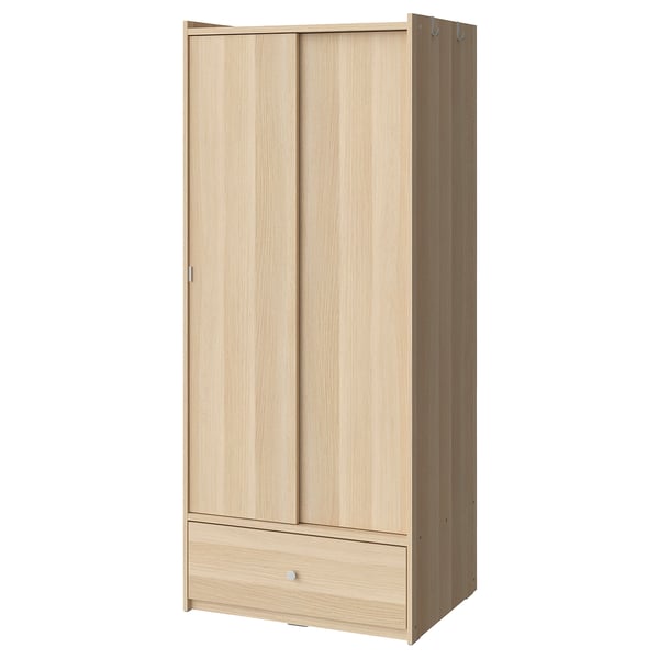 Sliding oak wardrobe with storage