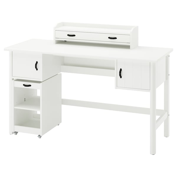 BRYTNING Desk and storage combination, white, 135x53 cm